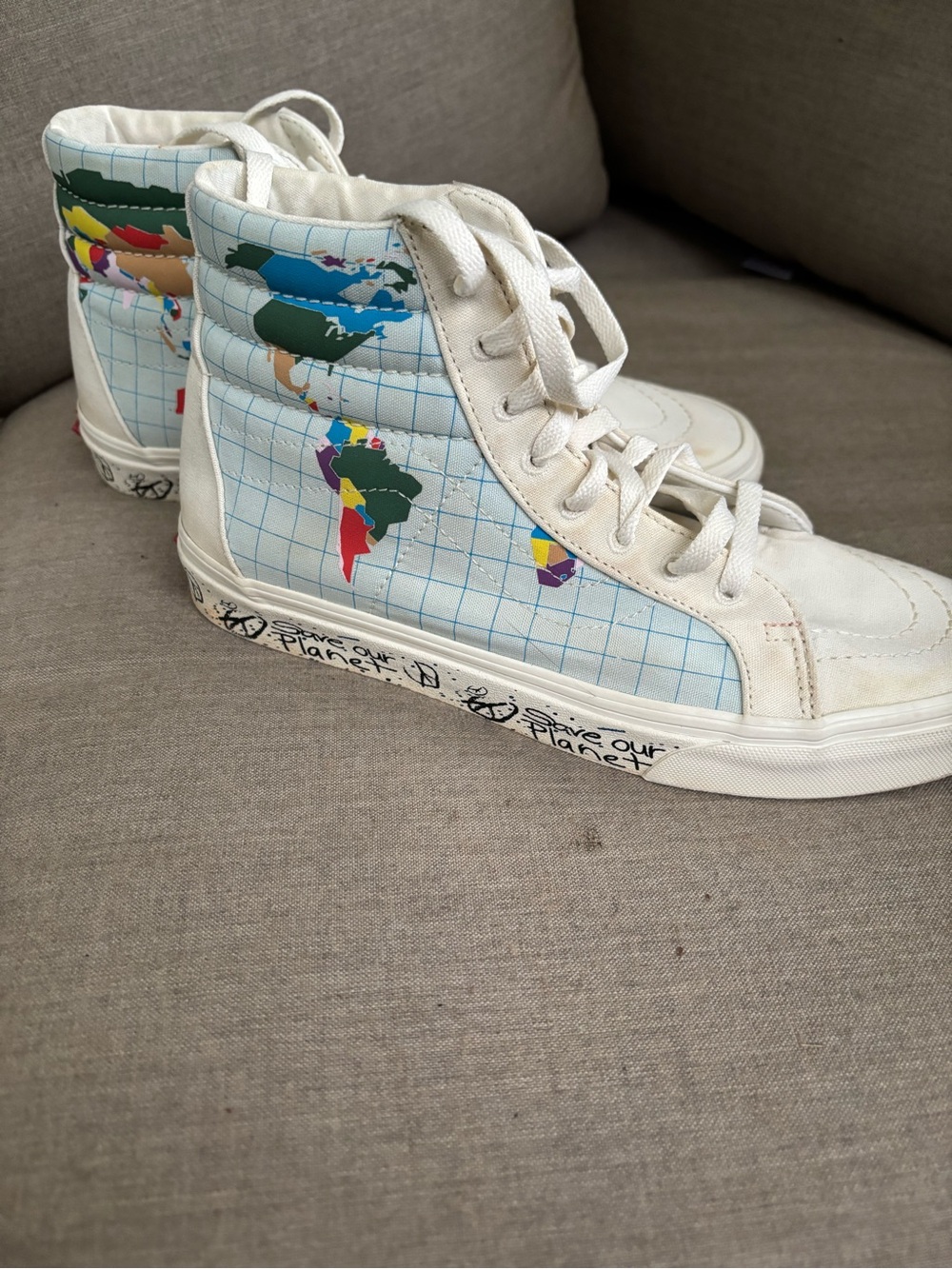 Vans‎ Sk8-Hi Save Our Planet World Map High Top Sneakers Men’s 8 Women’s 9.5